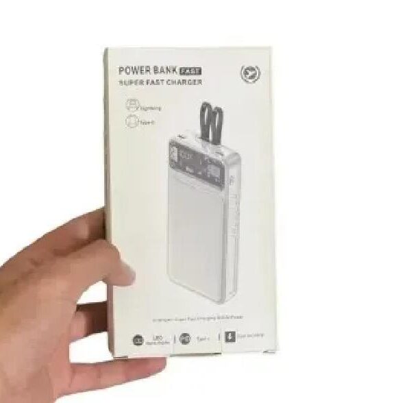 66W Fast Charging 20,000mAh Power Bank with Built-in Cables (White)