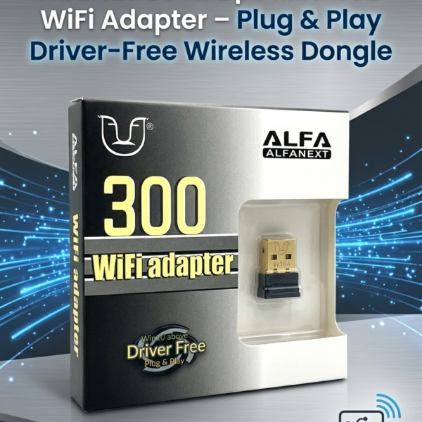 AlfaNET 300Mbps Mini USB WiFi Adapter – Plug & Play Driver-Free Wireless Dongle