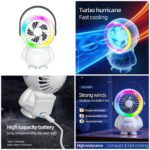 Astro Series Astronaut Mini Desktop Fan – Portable USB Rechargeable Fan with RGB Night Light - Image 4