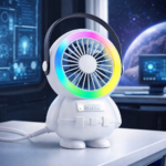 Astro Series Astronaut Mini Desktop Fan – Portable USB Rechargeable Fan with RGB Night Light - Image 2