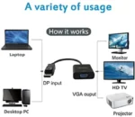 DISPLAY Port to VGA Converter - D-port To VGA Convertor DP Display Port Male To VGA Female Cable Converter Adapter DP-M to VGA-F - Image 3