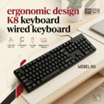 K8 Ergonomic Wired Gaming Keyboard - Full Size Quiet Computer Keyboard with Wrist Rest for Windows & Mac - Image 3