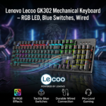 Lenovo Lecoo GK302 Mechanical Keyboard – RGB LED, Blue Switches, Wired
