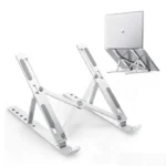 Metal Laptop Stand | Adjustable & Foldable Laptop Riser with Cooling Design & Anti-Slip Rubber Grips | Portable Metal Stand for MacBook, HP, Dell, Lenovo, Tablets & Notebooks | Lightweight & Durable Silver Laptop Holder" - Image 3