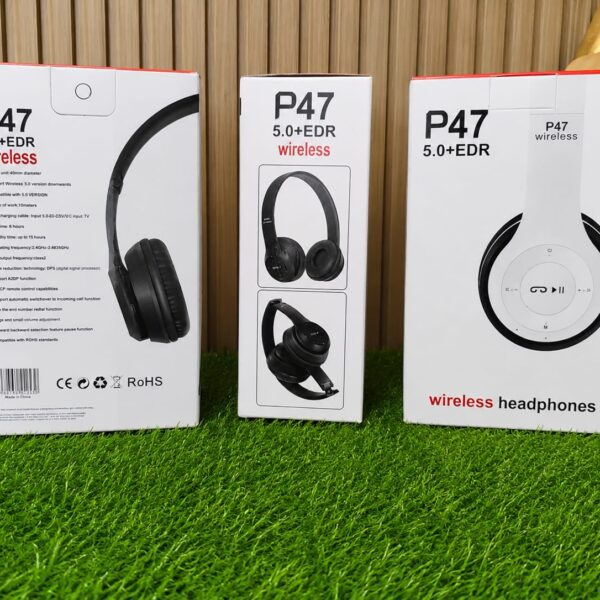 P47 Wireless Headset Bluetooth Foldable Headphone (Connect with All Smart Cell Phones / Laptops / Computer Systems).
