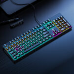 Power E Family K100 Full-Position Keys Wired Waterproof Gaming Mechanical Keyboard Green Axis Mixed Light for PUBG Business - Image 3
