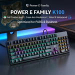 Power E Family K100 Full-Position Keys Wired Waterproof Gaming Mechanical Keyboard Green Axis Mixed Light for PUBG Business