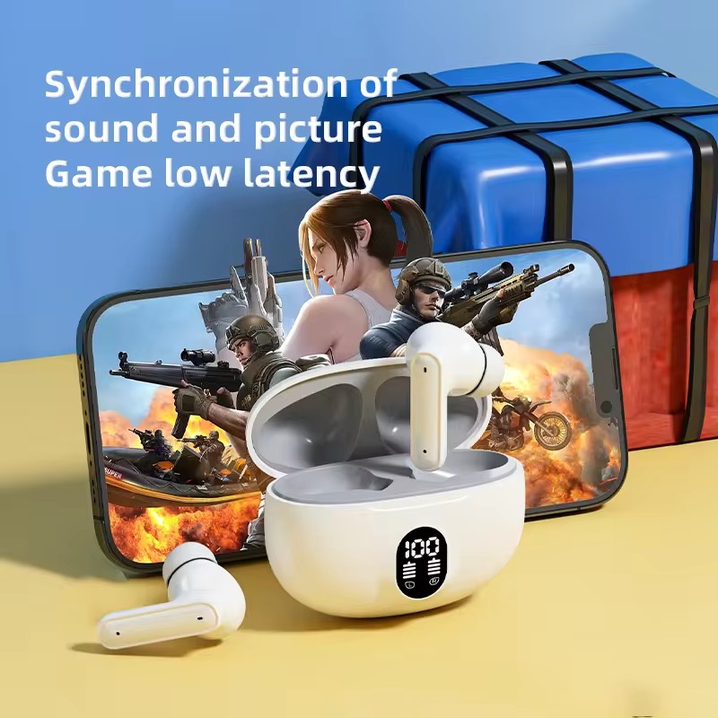 Professional Display Earbuds STEREO 895B Wireless Bluetooth Earbuds | Mic in-Ear Headphones with LED Display | Type C Fast Charging | Bluetooth 5.3 for Android/iPhone ( With Cable - With Box - Random Color ) - Image 6