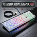 RGB Backlit Gaming Keyboard K821 Full Size 104 Keys | USB Wired | Rainbow LED | For PC Laptop