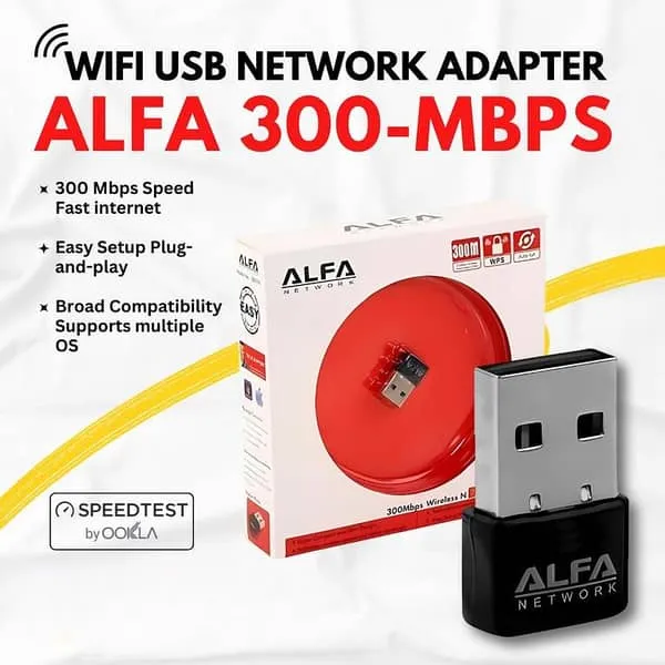 USB ALFA Mini Wireless WiFi Adapter Dongle 300Mbps USB 2.0 Wireless Network Card for PC