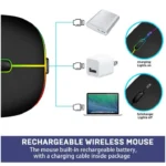 HP RGB Wireless Bluetooth Mouse Rechargeable Adjustable DPI Silent Click With Ultra Thin Dual Mode 7G & Bluetooth Rechargeable Portable Optical Office Mouse With USB Receiver - Image 3