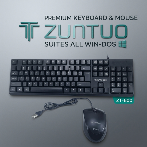 ZT-600 Wired Corded Keyboard and Dan Combo Mouse with a Compact Design