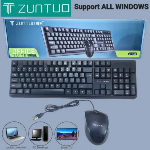 ZT-600 Wired Corded Keyboard and Dan Combo Mouse with a Compact Design