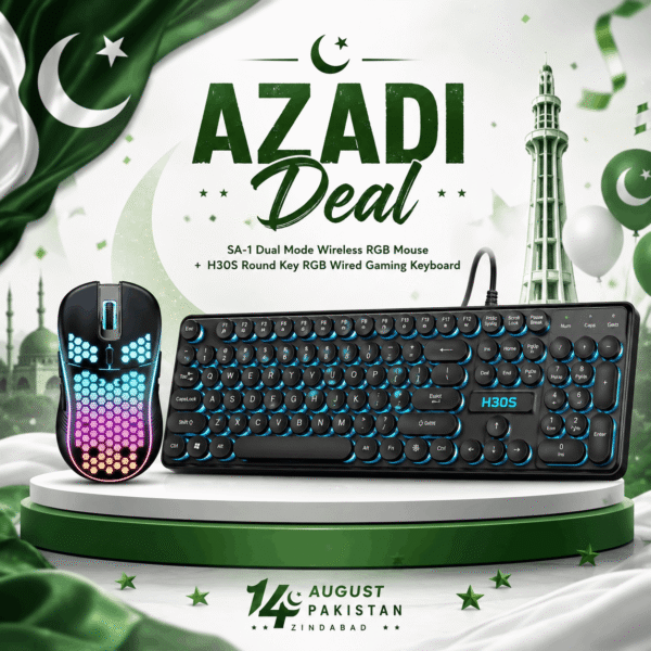 Azadi Deal - SA-1 Dual Mode Wireless RGB + H30S Round Key RGB Wired Gaming Keyboard