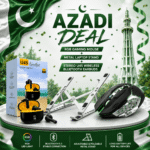 Azadi Deal – RGB Gaming Mouse + Metal Laptop Stand + STEREO U45 Wireless Bluetooth Earbuds